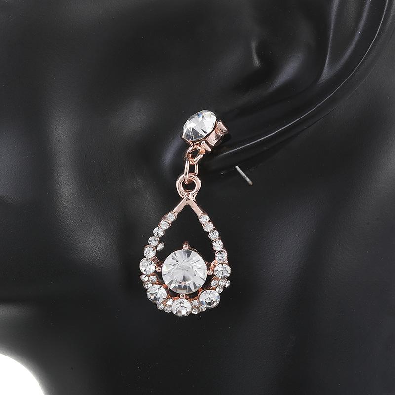 Rhinestone Necklace Accessory Earrings Popular Set