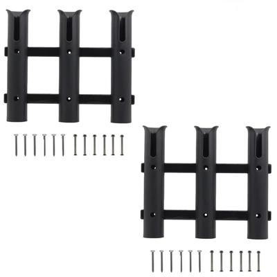 SATOMO Fishing Rod Holder, Fishing Tackle Storage, Boat Supplies, Stand, Holder, Rod Stand, 3-Tube, Set of 2 (Black)