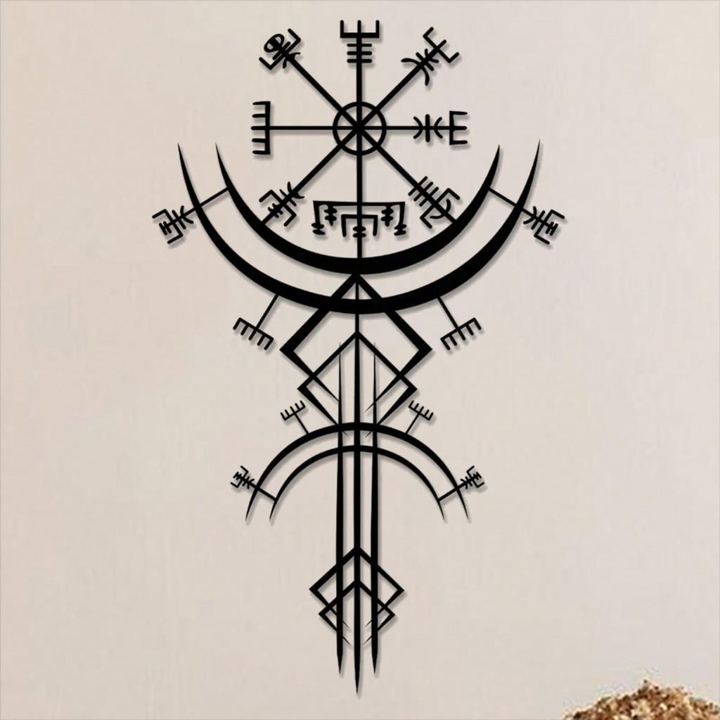 One Piece Handmade Norse Viking Wall Art Rune Decor Metal Craft Home Hanging Gift For Museum Nordic Mythology Theme Restaurant
