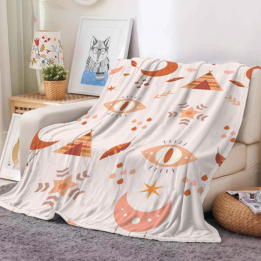 Cute Boho Style Art Blanket Warm And Soft Suitable For Bedroom Living Room Sofa Bed Office Travel Camping