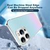 Jingsha Gradient | Stainless Steel FrameIPhone 14 Pro Case, Apple 14 Pro Protective Cover, Ultra-Thin Frosted Shockproof - Sky Blue
