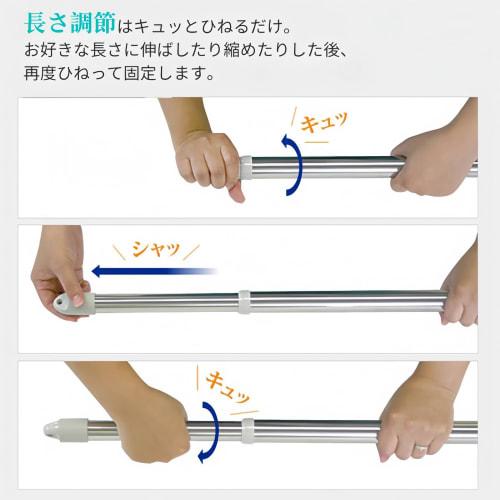 WGWJM Stainless Steel Extendable Clothes Drying Pole with Extensions and Hanger Hooks, 2.1-3m, Set of 2, for Indoor and Outdoor Use, 10kg Weight Capac