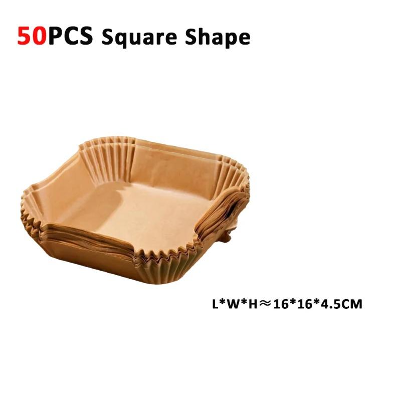Air Fryer Paper Disposable Airfrying Baking Paper Round Square Air Fryer Liners Non-Stick Air Fryer Disposable Paper 50/100/200pcs