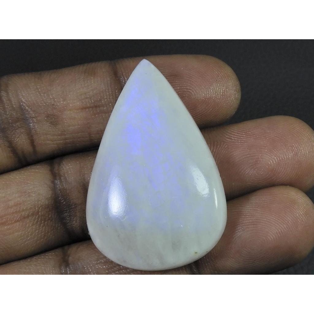 28X43X07 MM Natural Rainbow Moonstone Pear Cabochon Loose Gemstone 74Cts. C-1618