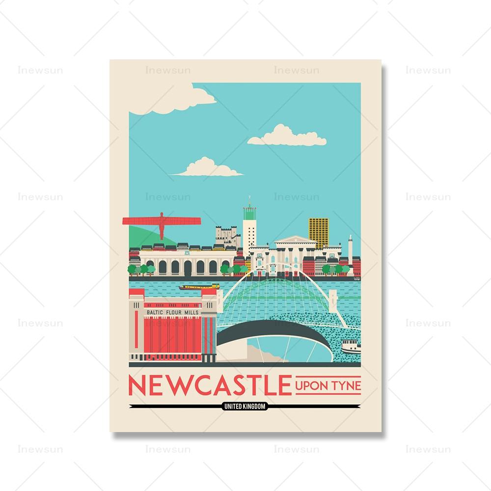 Shanghai Tokyo Seoul Newcastle Cityscape Poster and Print Nordic City View Canvas Painting Color Picture Living Room Home Decor