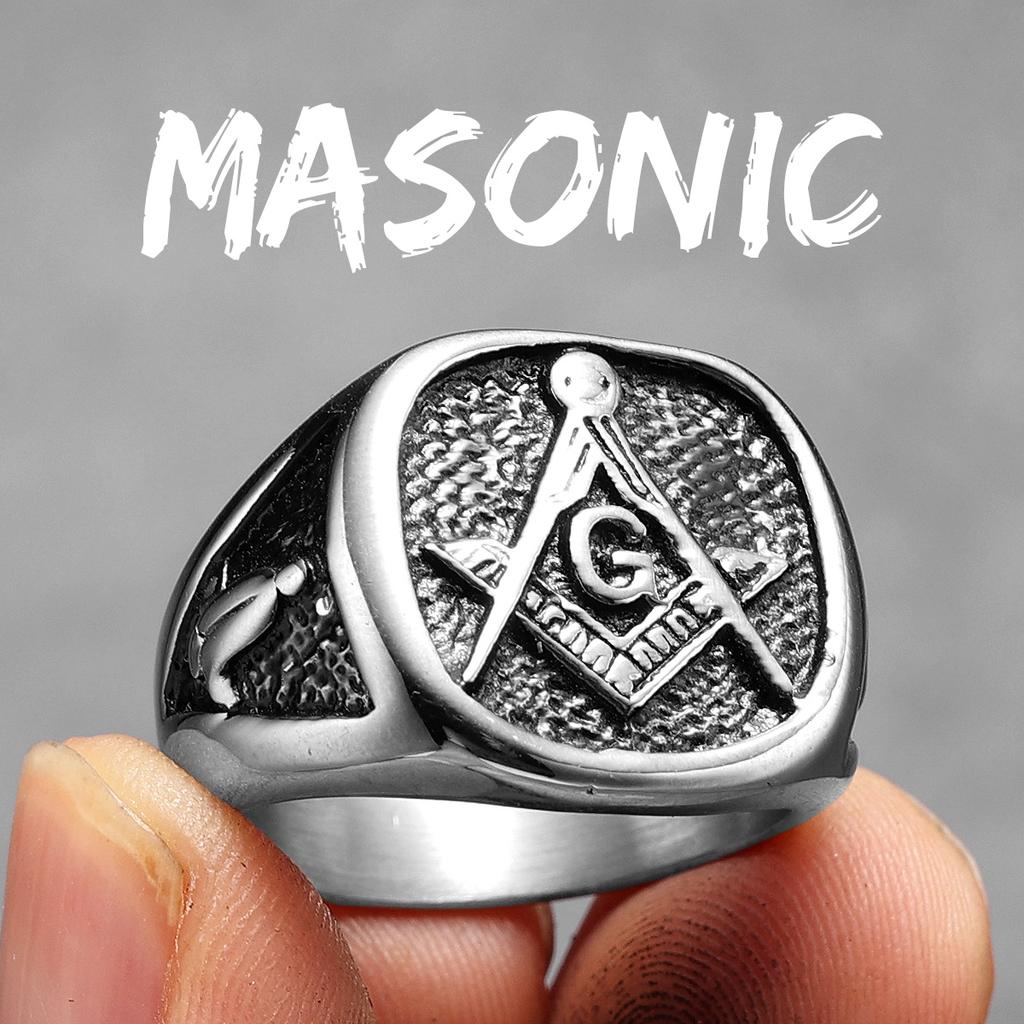 Anillos masónicos de lujo para hombre, joyería de acero inoxidable, estilo vintage punk rock, accesorios de moda para mujer, regalo