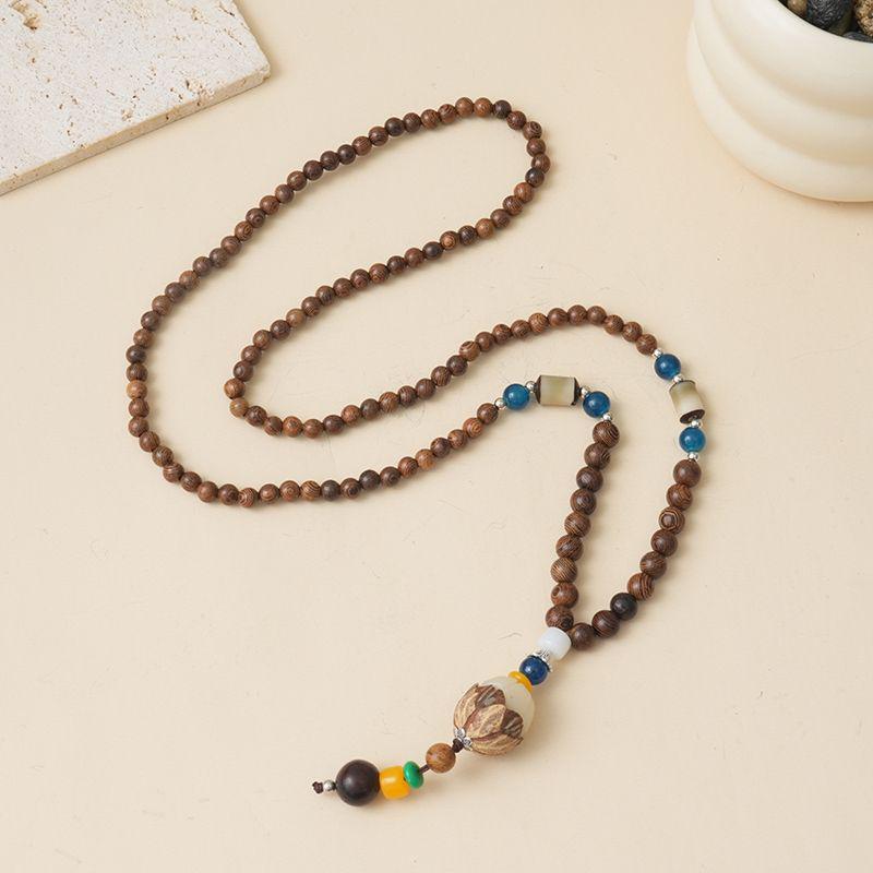 Ethnic Style Wood Necklace & Prayer Beads - Unisex Versatile Chicken Wing Wood Sweater Chain
