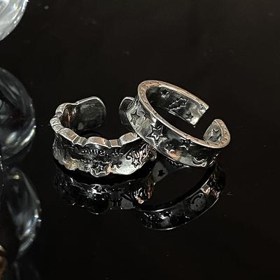 Graffiti Open Ring Female Punk Street Personality Retro Retro Combination Stacking Wearing Niche Design Index Finger Ring