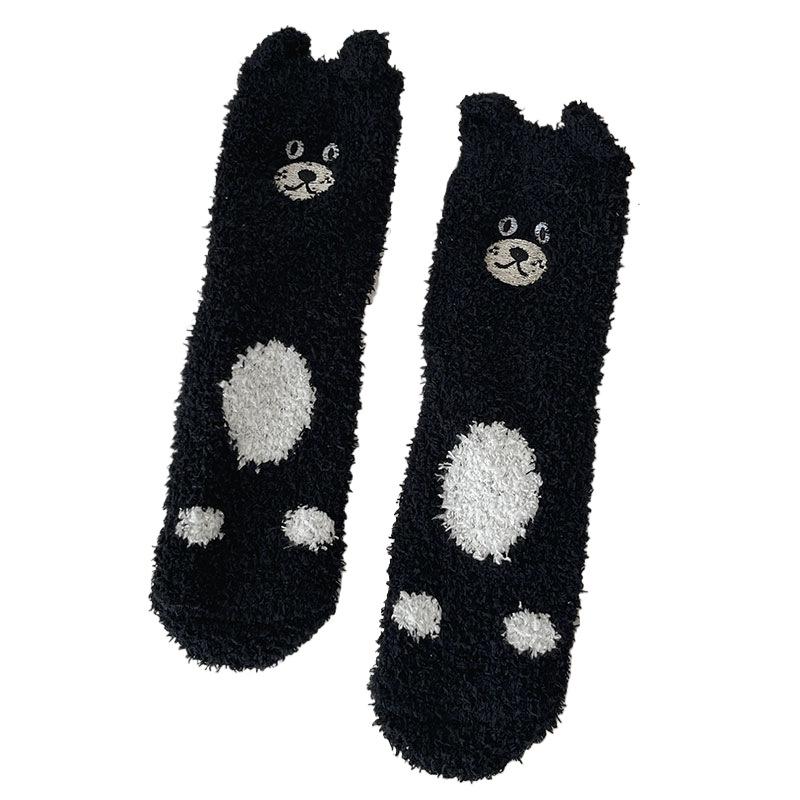 Coral Fleece Socks for Girls, Cute Plush Sleeping Socks for Autumn and Winter, Thickened Warm Thick Socks, Home Floor Socks for Winter