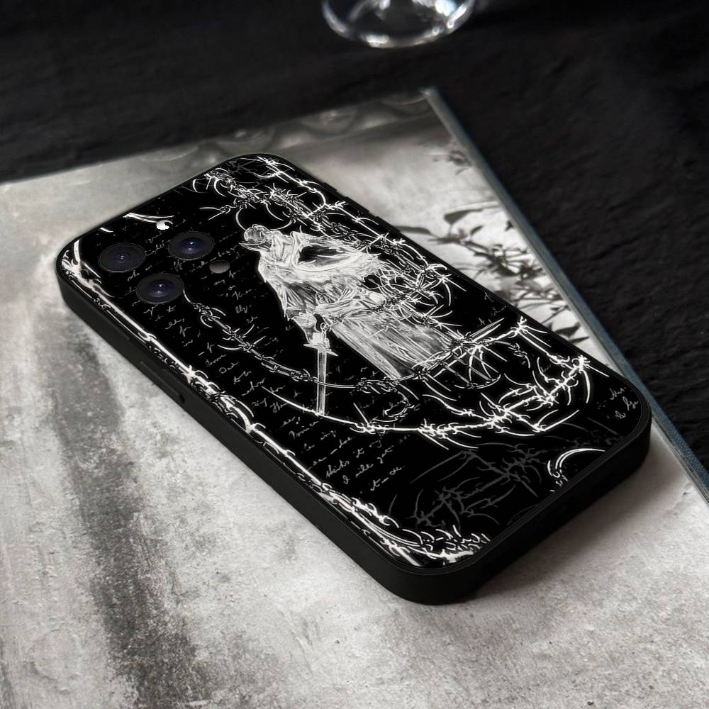 Cyber Sigil Cross Phone Case For IPhone 17,16,15,14,13,12,11 Plus,Pro,Max,XR,XS,X,7,8 Plus,Mini Black Silicone Soft