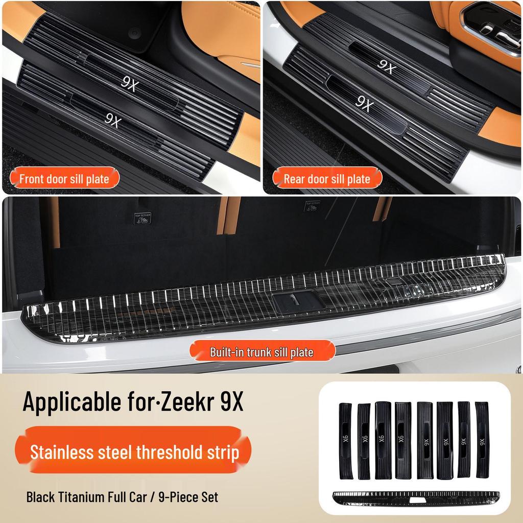 Zeekr 9X Stainless Steel Door Sill Protector - Full Wrap, Scratch & Wear Resistant Welcome Plate