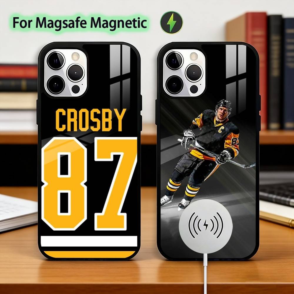 Hockey Player Sidney C-Crosby Phone Case For iPhone17,16,15,14,13,12,11 Plus,Pro Magnetic For Magsafe Wireless Charging