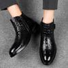 Fashion Fashion Crocodile Patterned Genuine Leather Mens Boots Luxury Brand Winter Fleece Warm Chelsea Boots High-quality Handmade Boots