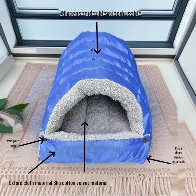 Winter Warm Cat & Dog Bed: Semi-Enclosed, All-Season Pet Nest