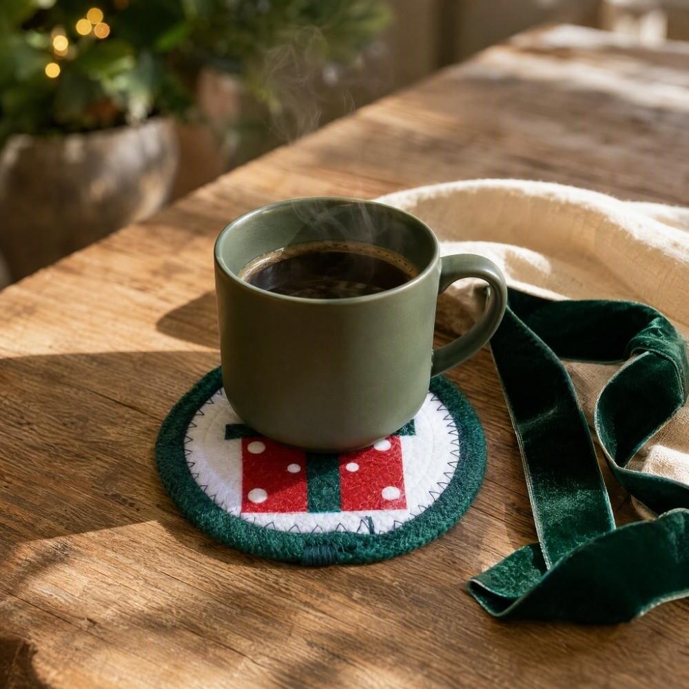 Woven Cotton Rope Christmas Coaster Heat Resistant Insulated Mat Snowman Pot Table Mat  Kitchen