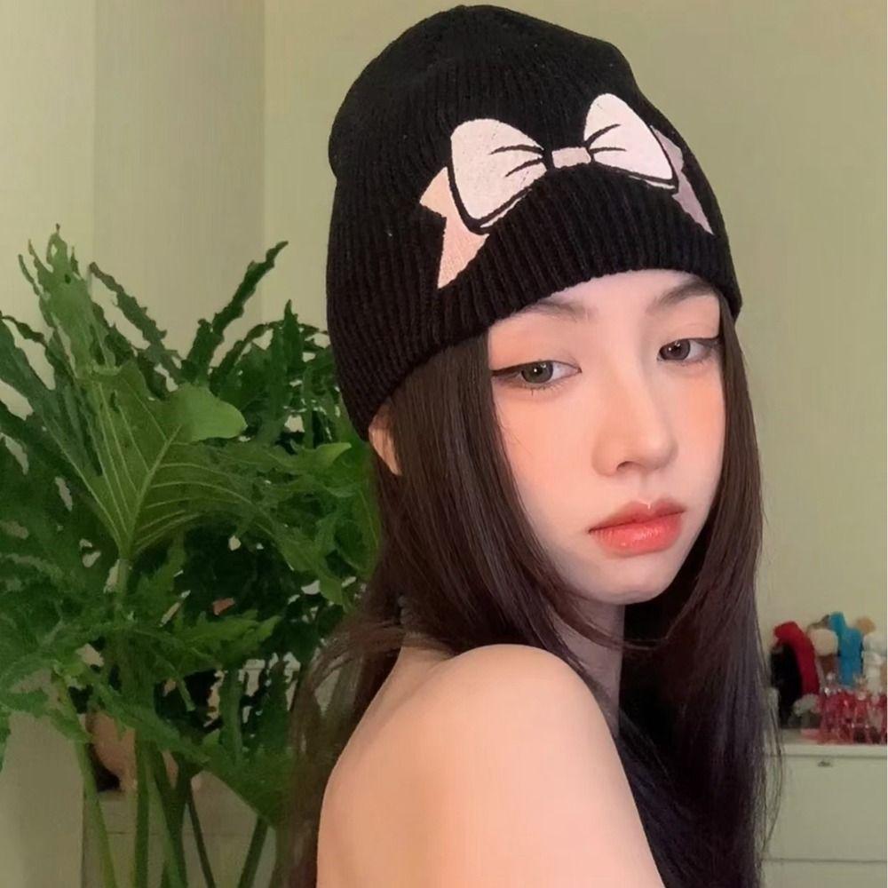 

Warm Cap Flower Beanies Korean Knit Cap Cute Pullover Hat Apparel Accessories чёрный