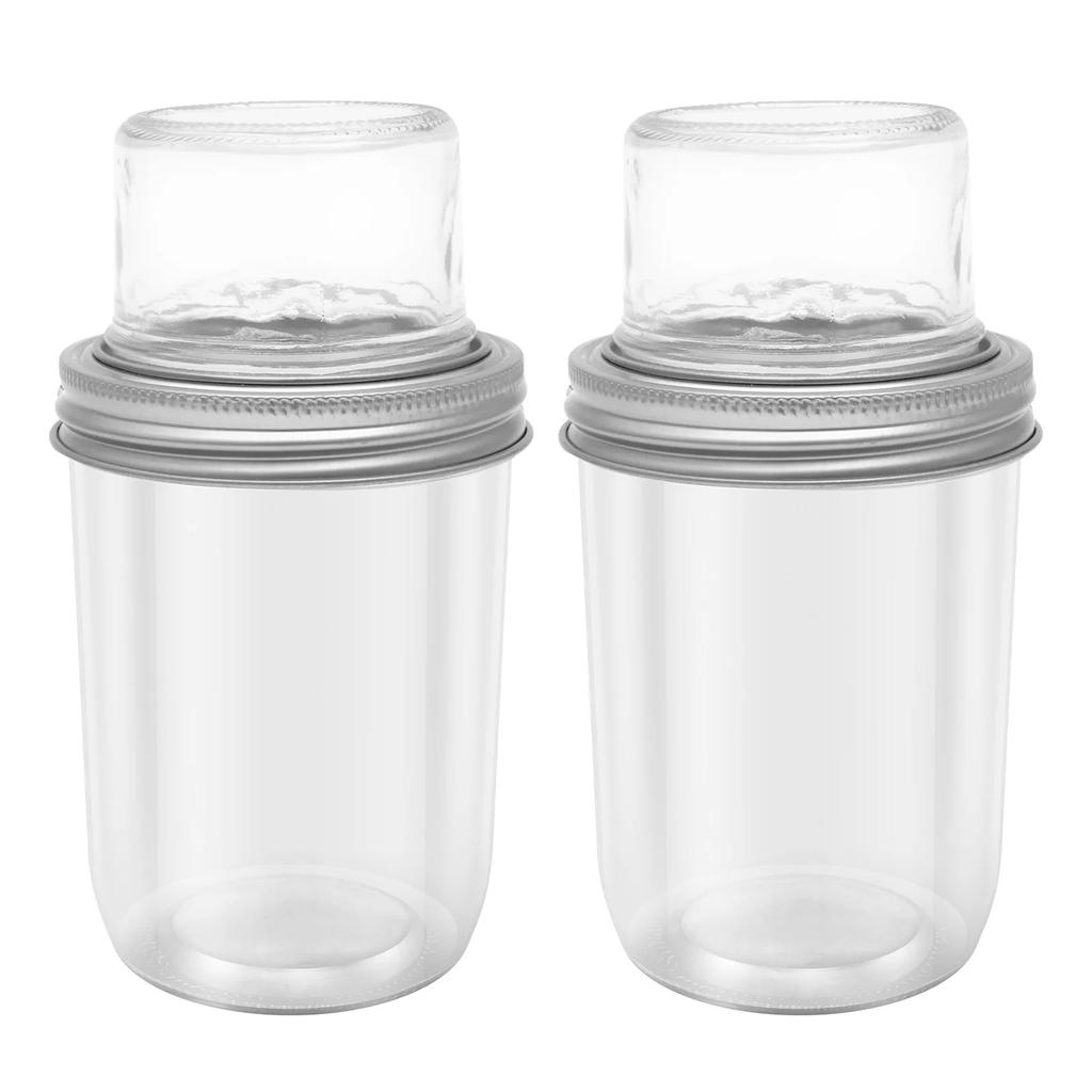 2/4 Pcs Clear Glass Overnight Oats food Storage Container with Lid Leakproof Oats Fruit Salad Sealed Jar Portable Breakfast Cups
