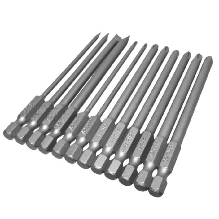12pcs Slotted Crosses Head Screwdriver Bit Collection Alloys Steel Offering Sandblasted Surfaces with Hexagonal Shank