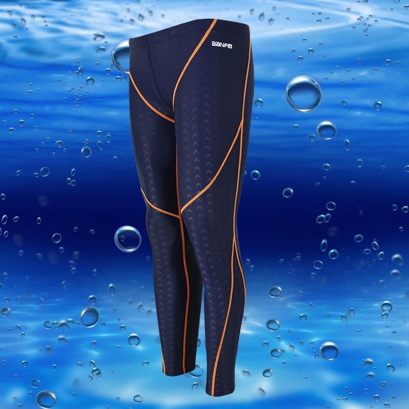 Men's Quick-Dry Water-Repellent Sharkskin Long Leg Swim Trunks for Competition, Winter Swimming, Diving, and Surfing