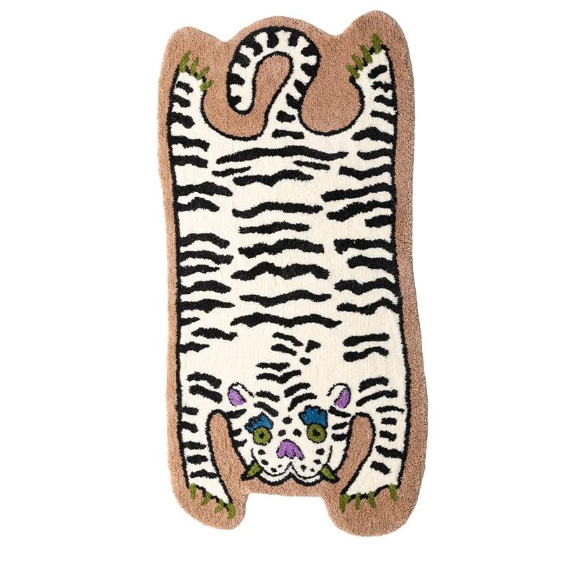 Cartoon Tiger Carpet - Warm And Comfortable For Bathroom, Entrance Floor Mat, Bedroom Bedside Rug, Home Decoration