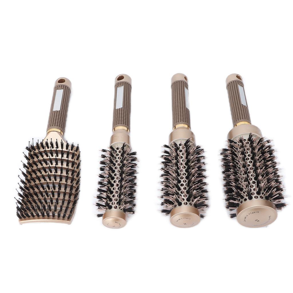4pcs Professional Hair Brush Set Arc Form Hair Brush Round Brush for Blow Drying Curling Golden
