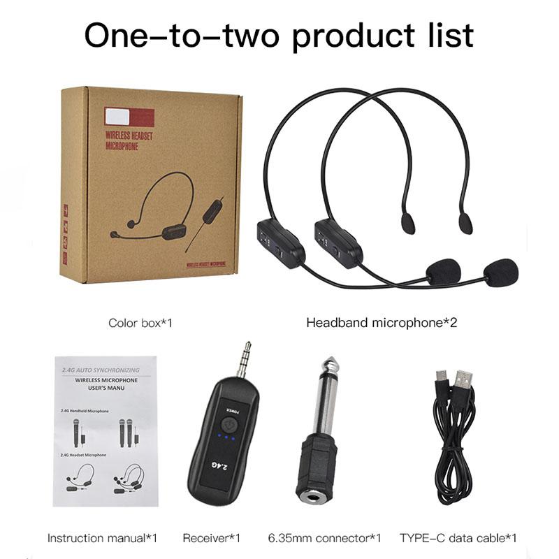 2.4G Wireless Microphone For Voice Amplifier Headset High Fidelity Smart Noise Cancelling Plug Play For Karaoke Speaker Mic