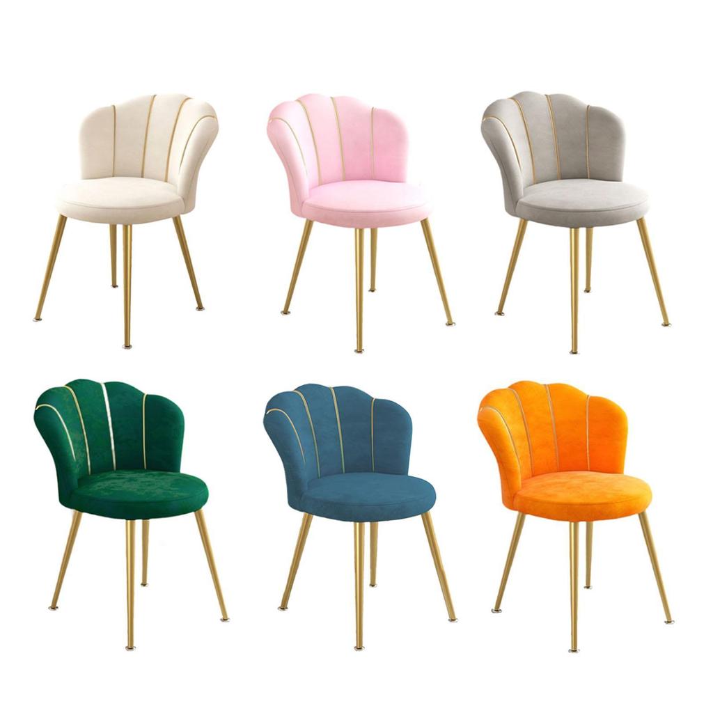 Vanity Chair Light Luxury Upholstered Seat for Beauty Salon Dining Room Cafe Beige