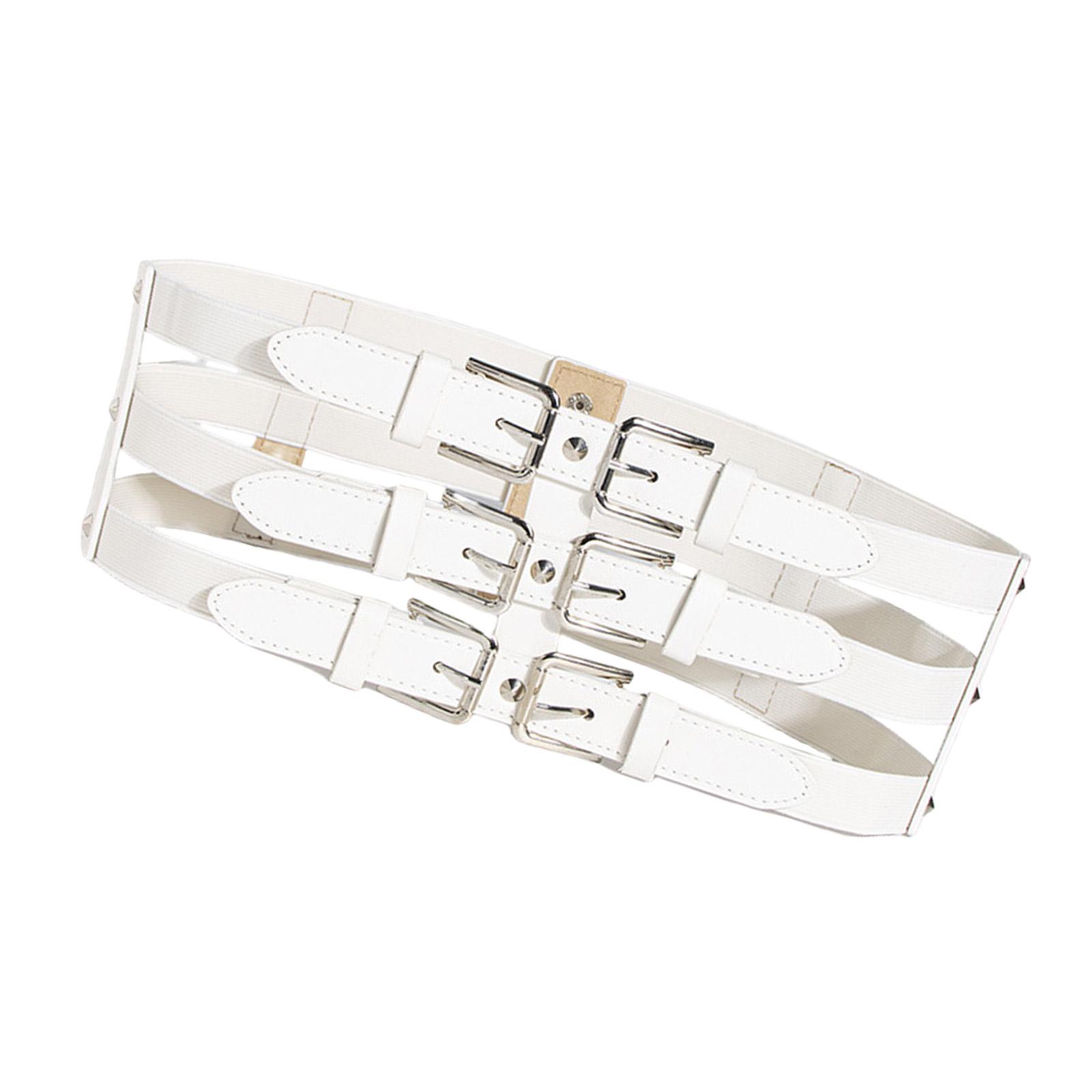 

Fashionable Three Breasted Waist Belt Female Corset PU Waistband Elastic Cincher Belt All Matching Waist Dressingup Belt белый