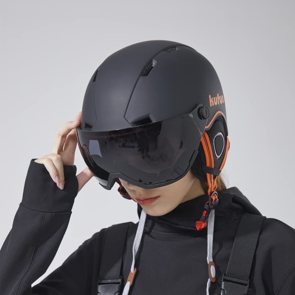 Kufun Ski Helmet with Visor and Snowboard Adjustable for and Juniors M Goggles, Adults, Men, Women, Kids, (Size (55-58cm), Celadon)