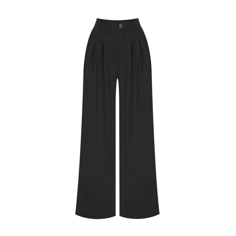 SELLY'S Two-Pin Tuck Half-High Waist Elastic Pants_I6A-Cpt004