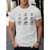 European sizes Funny Music Notes Print Men's Crew Neck Short Sleeve T-shirt, Summer Trendy Comfy Breathable Top For Outdoor Fitness & Daily Commute