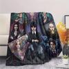 Wednesday Addams Print Flannel Blanket, Ultra Soft High Quality All Seasons Warm Throw, Home Decor Cozy Blanket, Perfect Christmas Gift