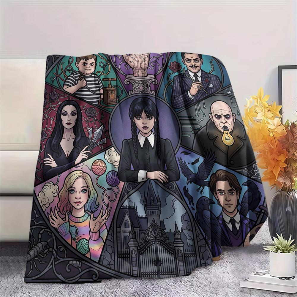 Wednesday Addams Print Flannel Blanket, Ultra Soft High Quality All Seasons Warm Throw, Home Decor Cozy Blanket, Perfect Christmas Gift
