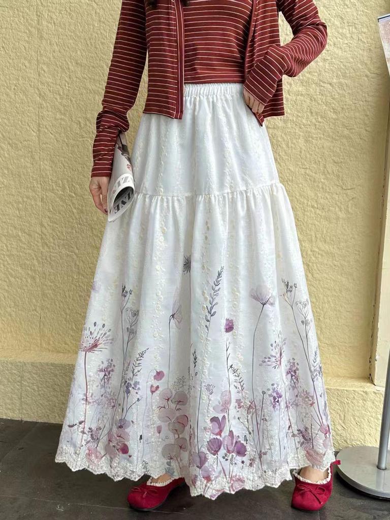 Fei Yuan Women's Ethnic Printed A-line Skirt - Autumn/Winter Artistic Fashion