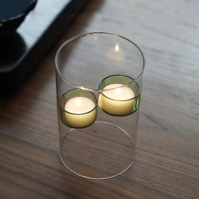 Cylinder Shape Glass Tealight Candle Holder Romantic Transparent Candle Cup Exquisite Versatile Windproof Candlestick