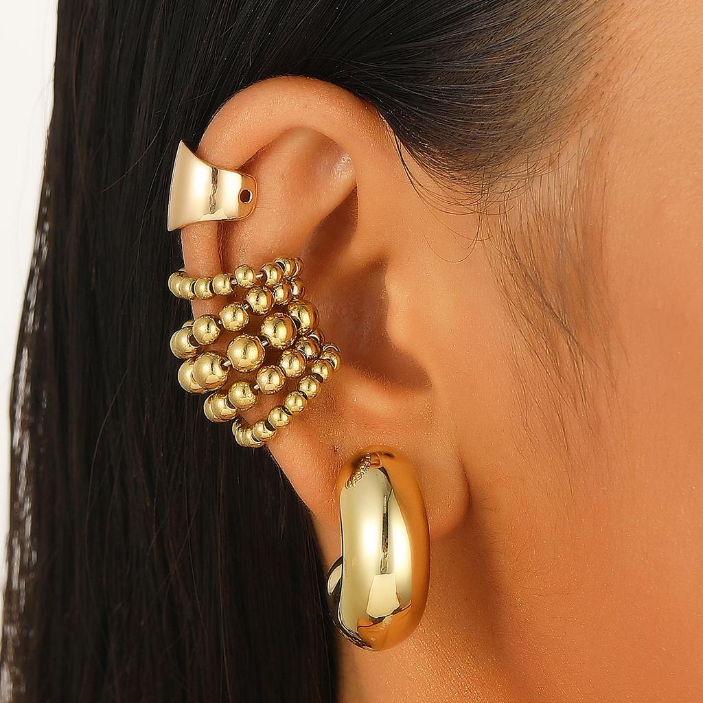 SHEIN New Suit Earrings Girls 2025 Simple No Ear Piercing Ear Clips Personalized Punk Internet Celebrity Combination Earrings