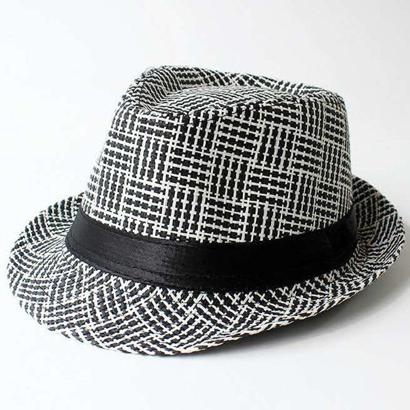 Summer Straw Hat Men's Outdoor Sun Hat Breathable Beach Hat British Performance Jazz Hat Children's Gentleman's Top Hat