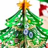 Paper Christmas Greeting Card with 3D Cutout Tree for Written Holiday Blessing Messages, and Freestanding Display, 1 Card