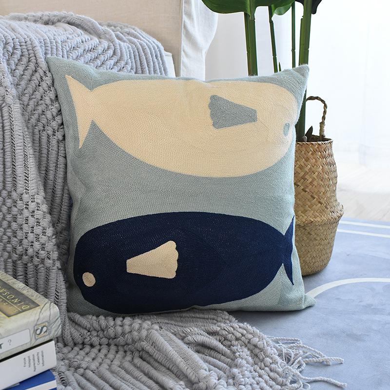 Modern Mediterranean Geometric Sofa Office Sofa Pillow Cute Embroidered Pillowcase Coreless