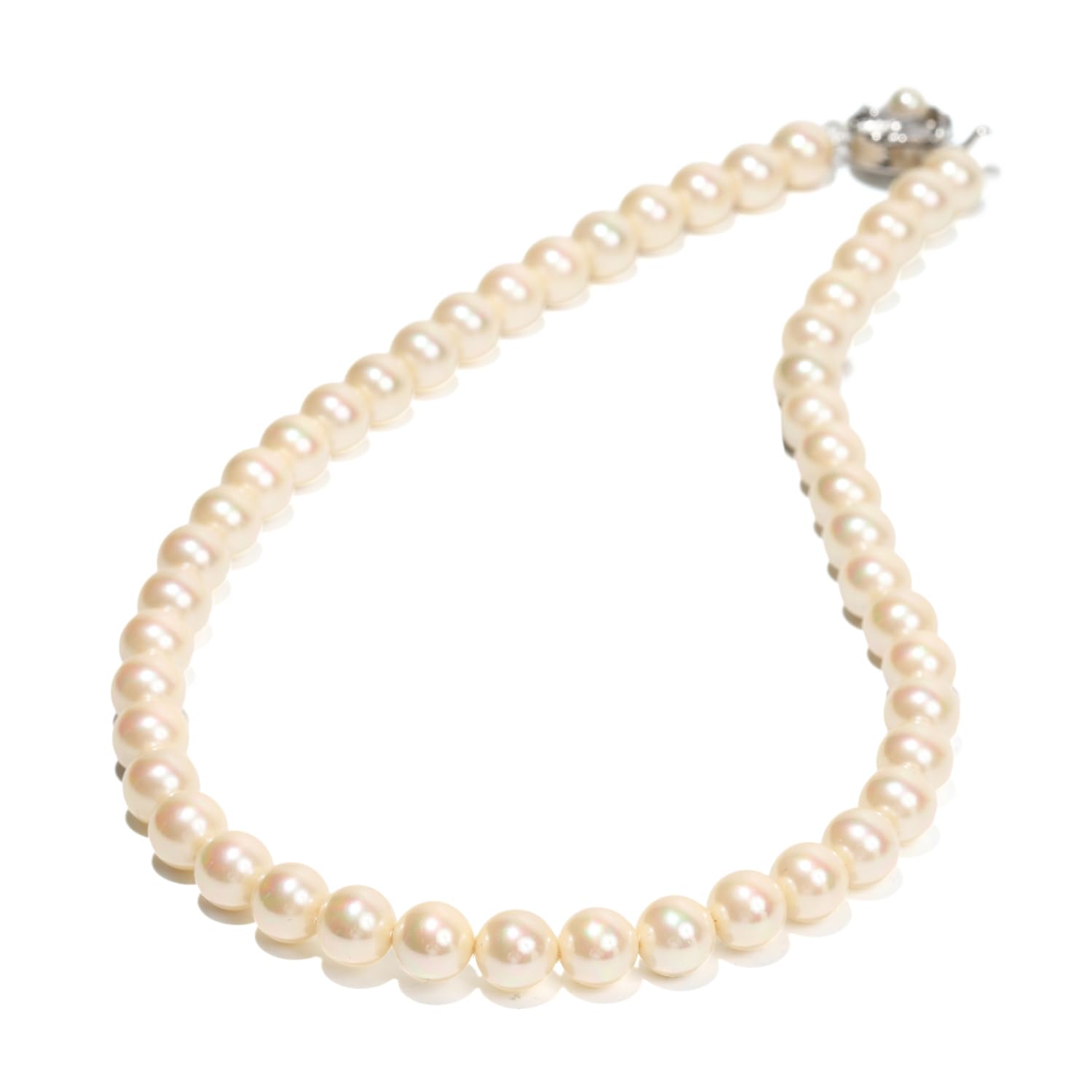 

[MIONO] Vintage Shell Pearl Necklace, 8mm, Large Pearl, Suitable for Formal Occasions, Silver 925 Clasp (Kisuka)