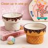 Large Diameter Cat Food Bowl Ice Cream Shape Elevated Cat Bowl Ceramic Cat Bowl  For Cats and Dogs