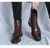 Moda para Hombre Otoño Botines de Cuero con Cordones y Punta Afilada - Talla Grande Formal y Casual Zapatos de Caña Alta