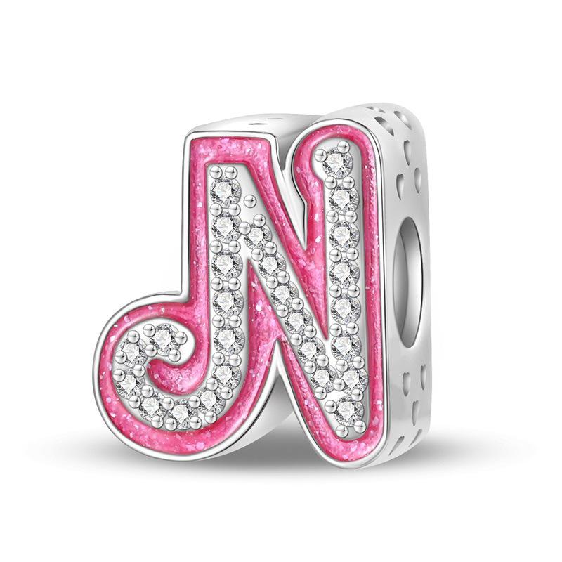 Fashion Barbie Pink Alphabet Beads DIY Bracelet Jewelry Making Kit with Charms