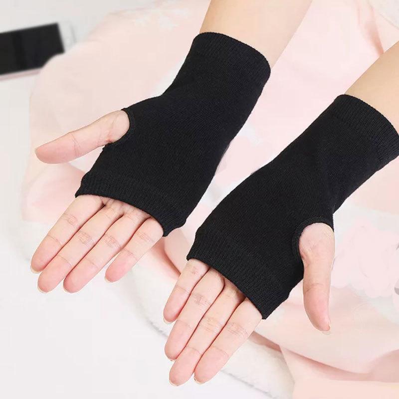 Spring and summer cotton gloves, half-finger sports dew gloves, knitted short men's and women's autumn and winter thin DIY arm cover