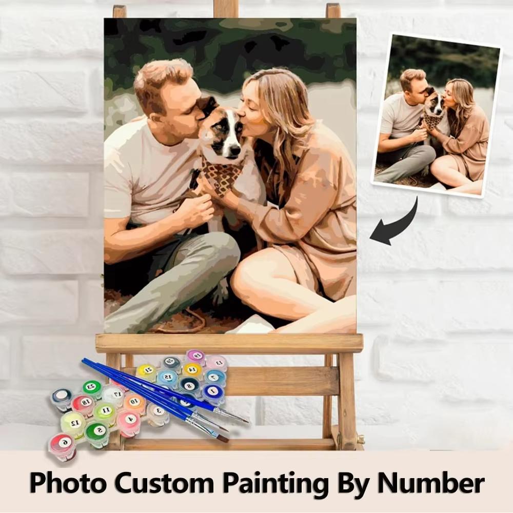 Custom Photo Oil Painting By Numbers Couples Pets Picture Art Craft On Canvas Living Room Wall Decoration