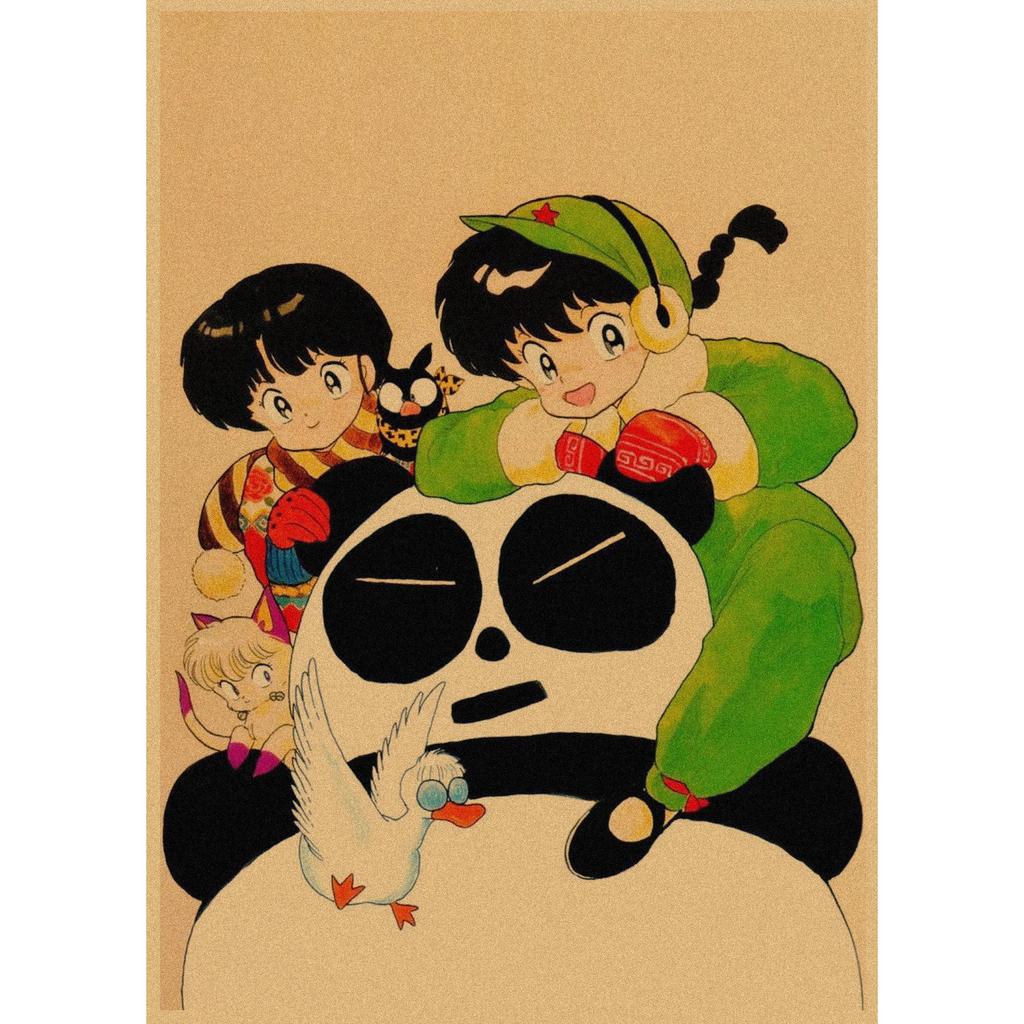 Ranma 1/2 Retro Anime Plakát - Kraftový Papír Nástěnné Umění pro Dekoraci Baru nebo Kavárny