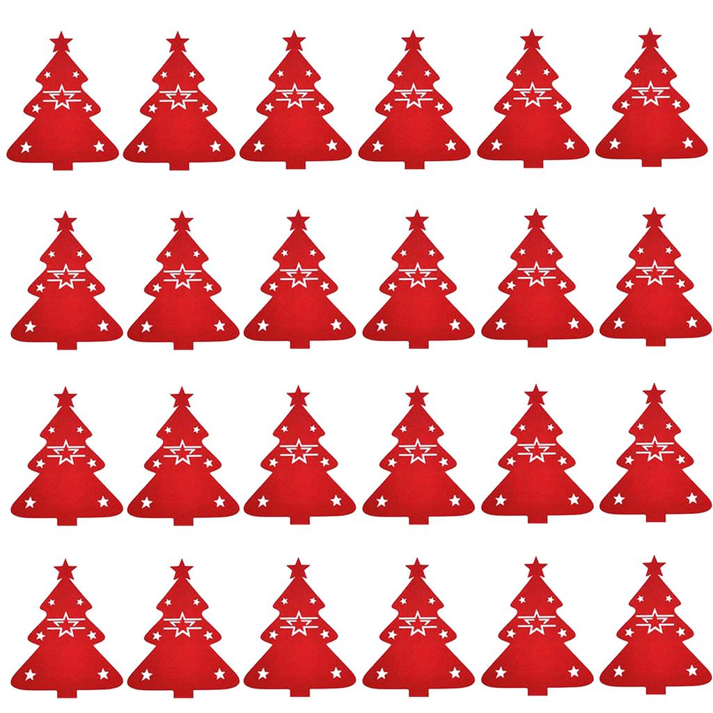 24pcs Christmas Tree Cutlery,Felt Fork Spoon Bag Set Holder Table Decoration,for Christmas New Year Party Dinner Table Supplies