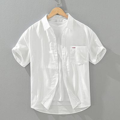 Men's Solid Color Shirts, Summer Thin Short-Sleeve Casual Shirts, Japanese Style Versatile Fashion Shirts for Young People