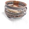 Bohemian Ethnic Crystal Feather Layered Leather Bracelet