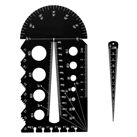 2Pcs Thread Measurement Gauge 26 Holes Metal Thread Pitch Multi-Gauge